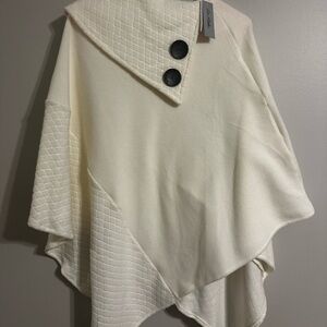 Elegant Cream Poncho with Button Details